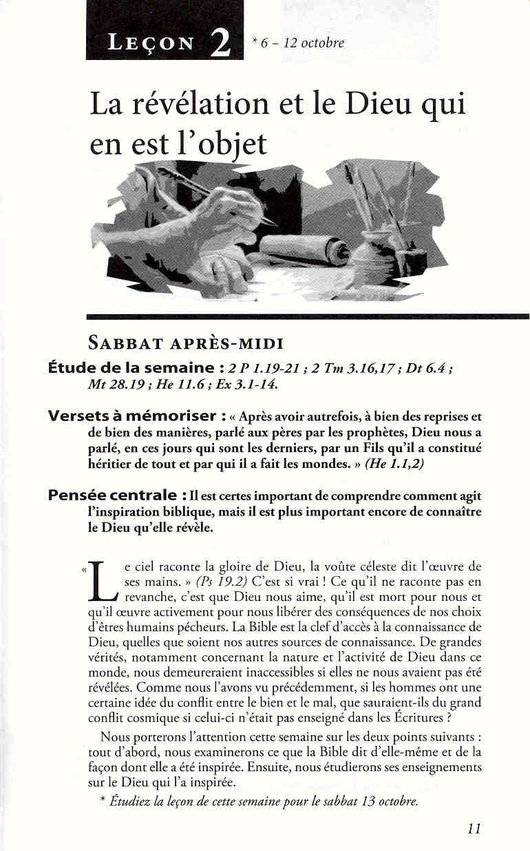 Lecon De L Ecole Du Sabbat Pour Cette Semaine