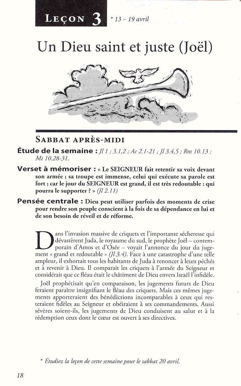 Lecon De L Ecole Du Sabbat Pour Cette Semaine