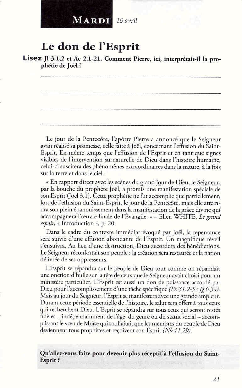 Lecon De L Ecole Du Sabbat Pour Cette Semaine