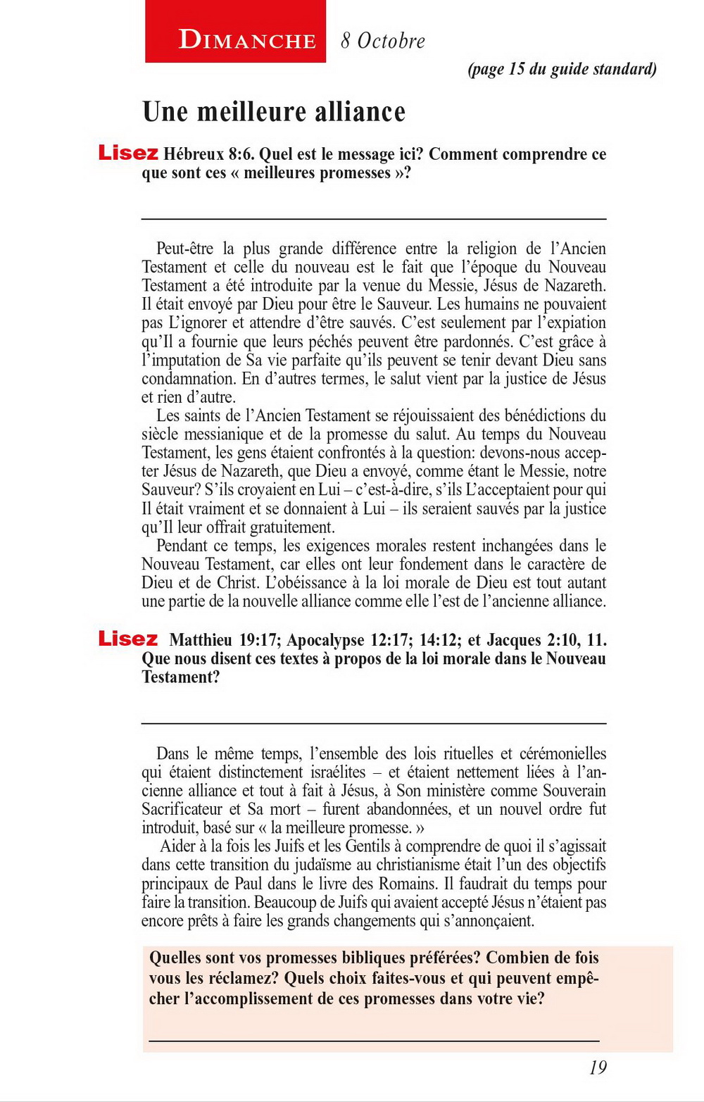 Lecon De L Ecole Du Sabbat Pour Cette Semaine